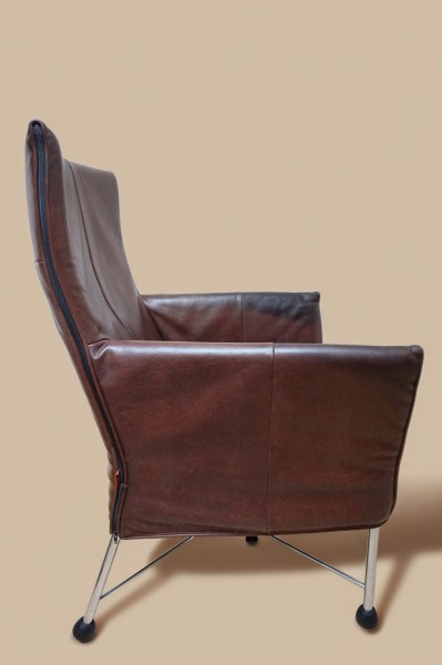 Montis-Charly-Flex-stoel-fauteuil-Gerard van den Berg-bruin-leder-rvs-vintage-geleefd-gebruikt-tweedehands-005